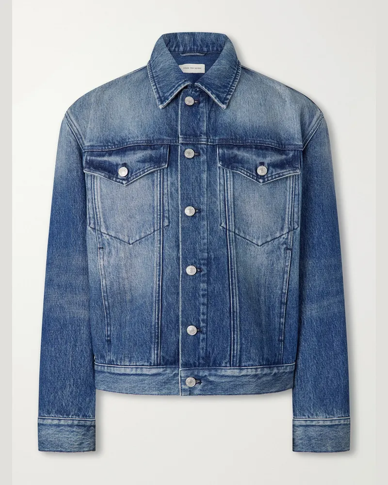 Dries van Noten Paneled Cotton-Denim Trucker Jacket Blue