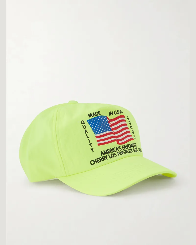 Cherry Los Angeles America's Favorite Printed Cotton-Ripstop Cap Yellow