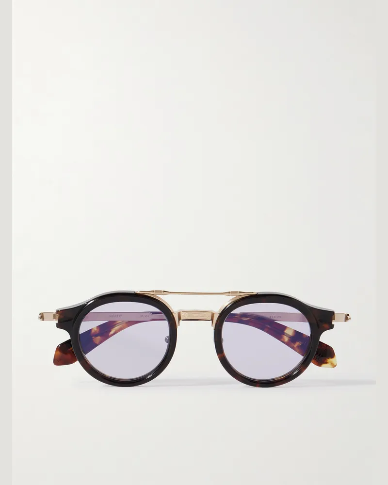 Jacques Marie Mage Delage Sonnenbrille mit rundem Rahmen aus Azetat in Schildpattoptik und goldfarbenen Details Horn