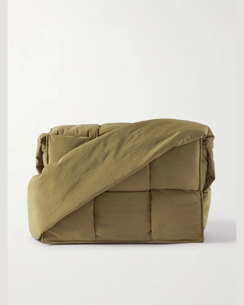 Bottega Veneta Stanford Lux Paper Nylon Messenger Bag Green