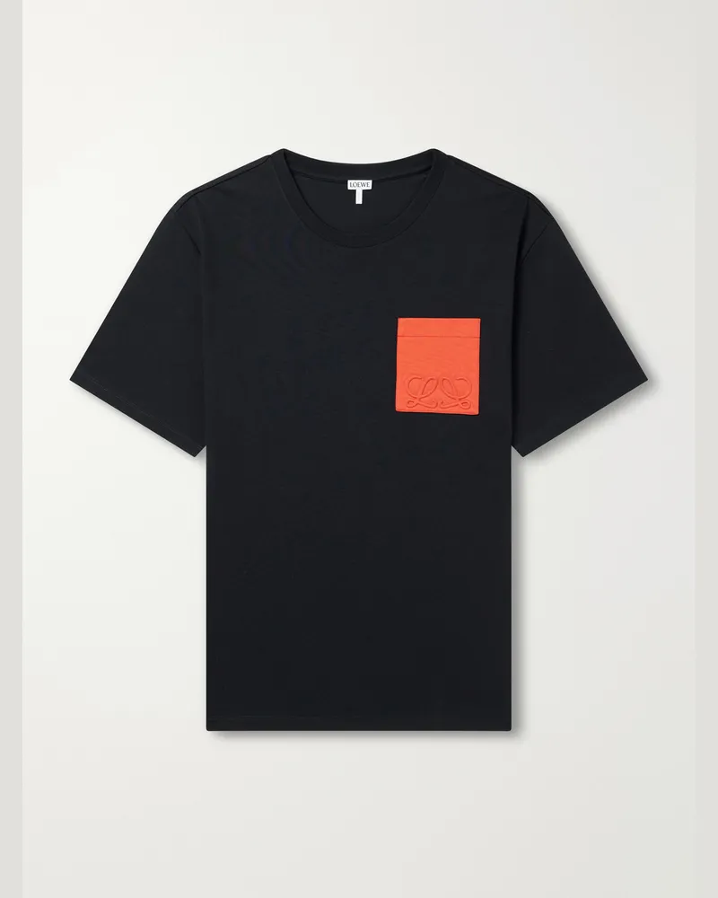 Loewe Anagram-Embroidered Cotton-Jersey T-Shirt Black