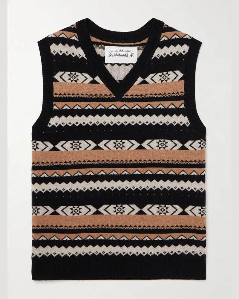 MANAAKI Ärmelloser Pullover aus Jacquard-Strick aus einer Merinowoll-Kaschmirmischung Schwarz
