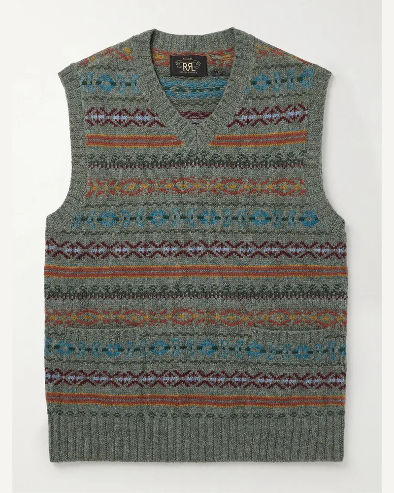 RRL Weste aus einer Wollmischung mit Fair-Isle-Muster Grün