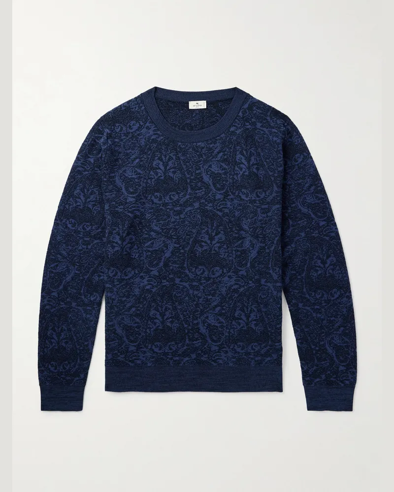 Etro Pullover aus Jacquard-Strick aus einer Baumwollmischung Blau