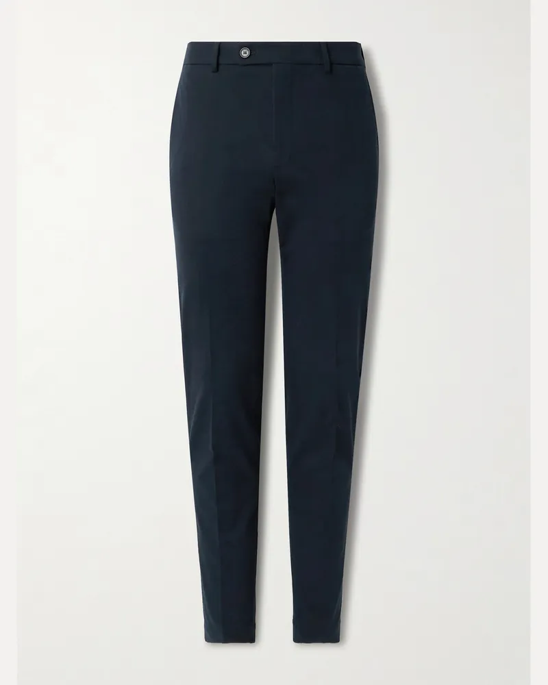 Incotex Schmal geschnittene Hose aus Gabardine aus einer Baumwollmischung Blau