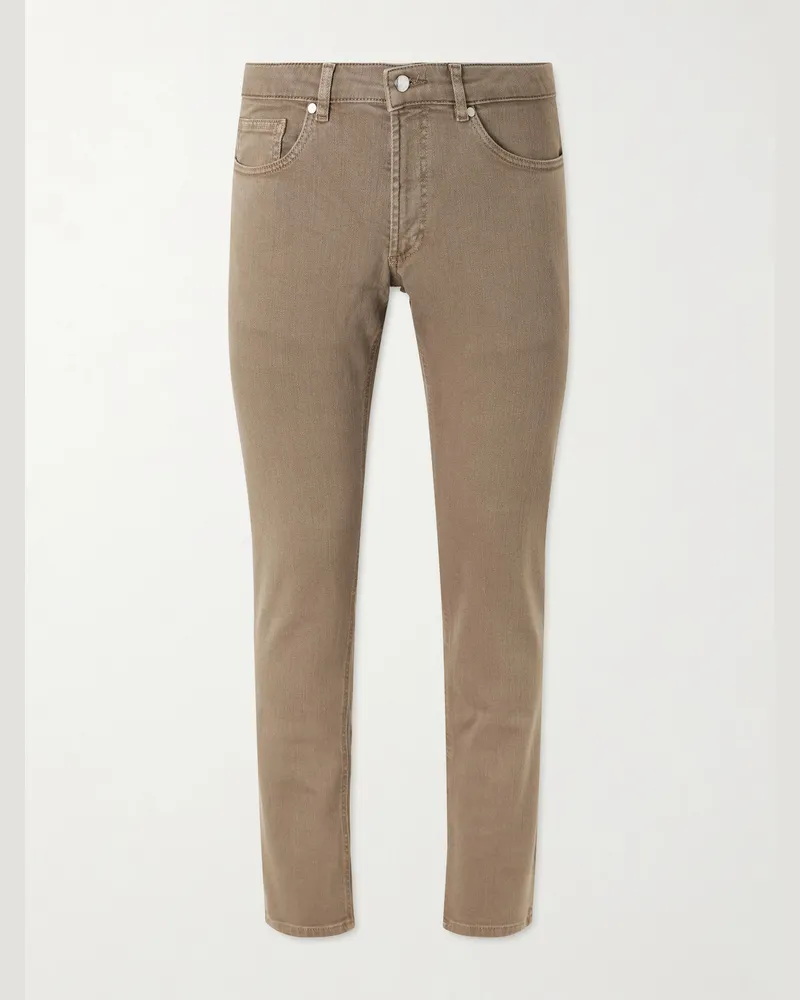 Peter Millar Fairfield Straight-Leg Garment-Dyed Jeans Brown