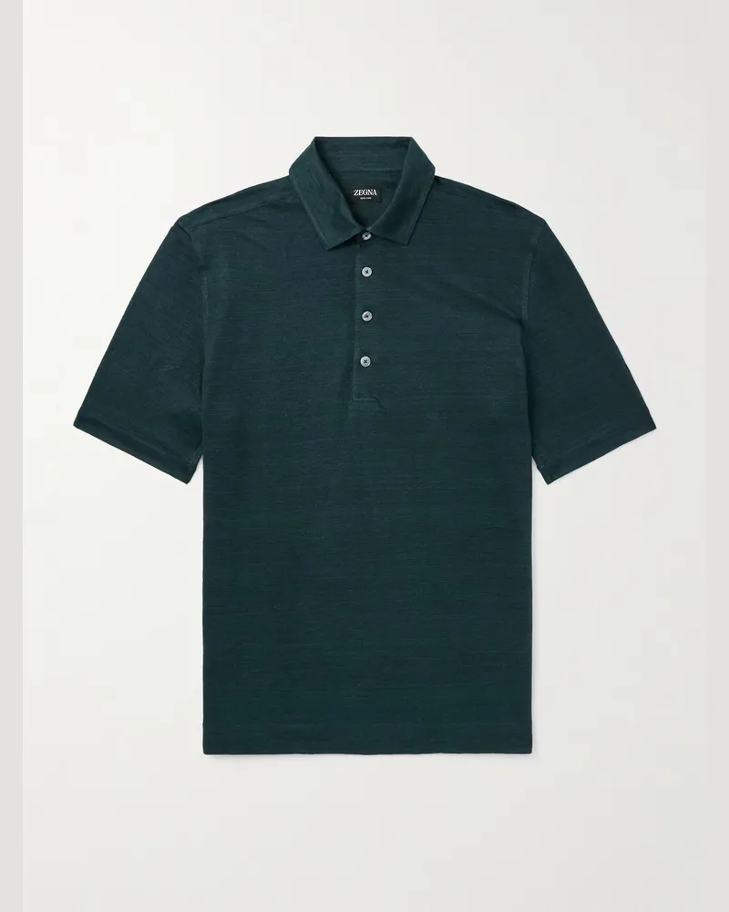 Ermenegildo Zegna Oasi Linen Polo Shirt Blue
