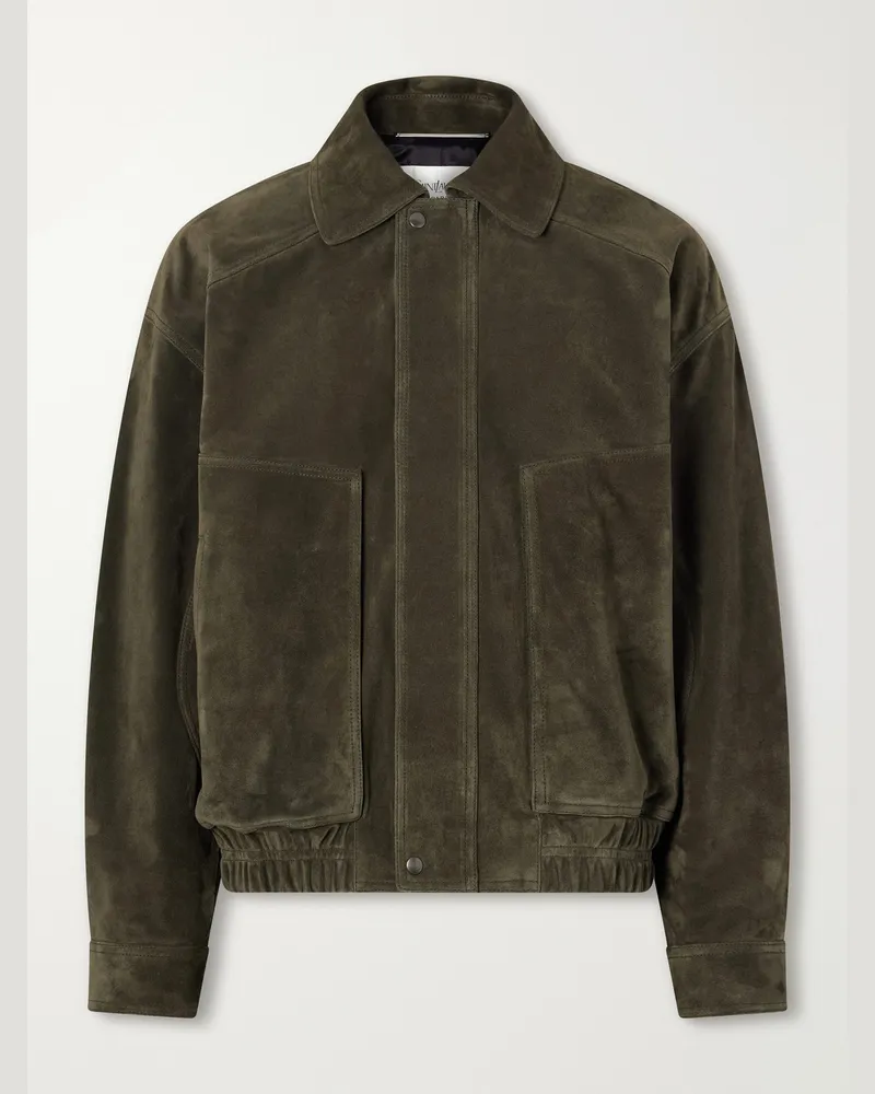 Saint Laurent Suede Blouson Jacket Green