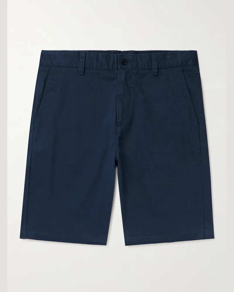NN 07 Crown 1090 gerade geschnittene Shorts aus gebürstetem Twill aus einer Biobaumwollmischung Blau
