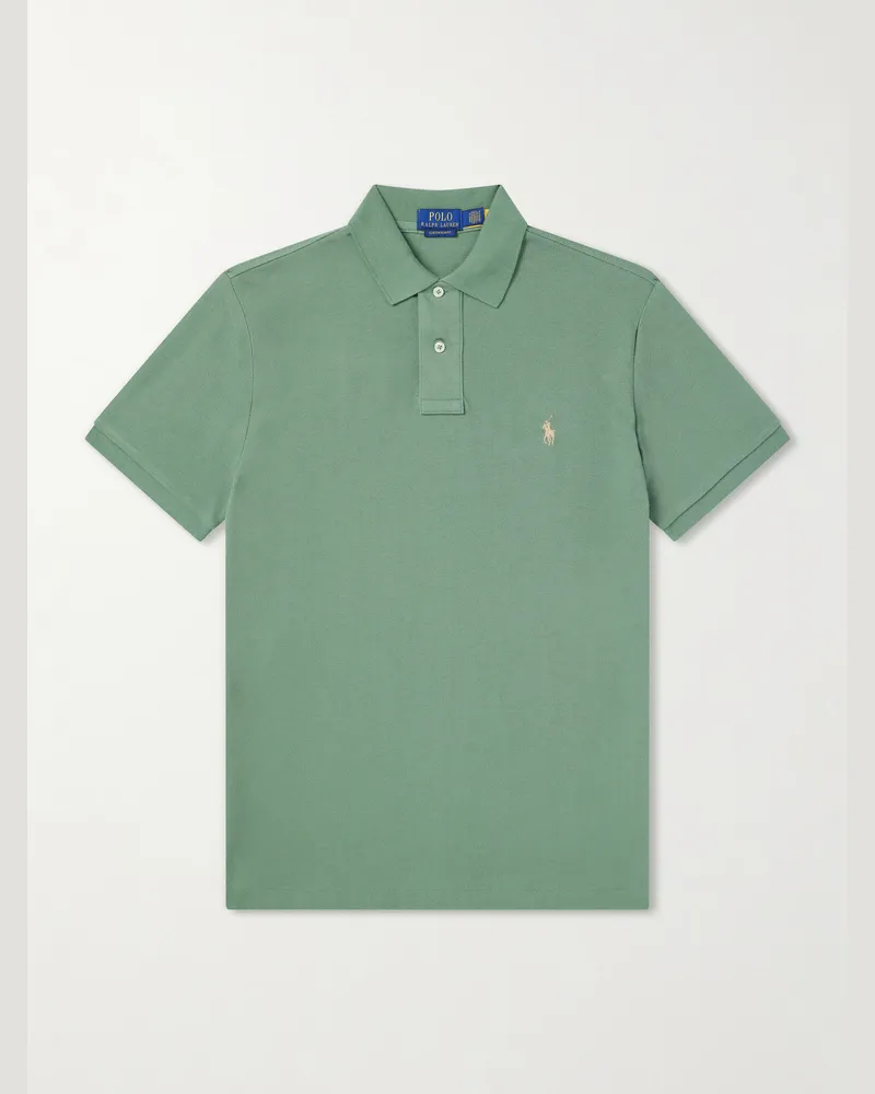 Ralph Lauren Logo-Embroidered Cotton-Piqué Polo Shirt Green