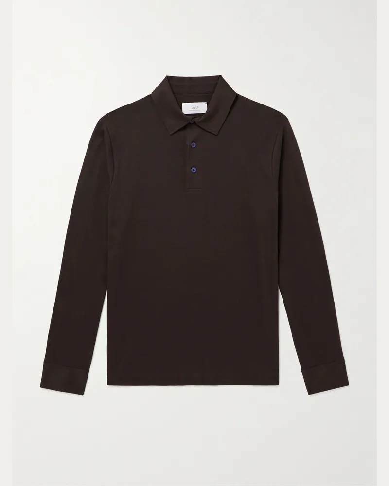 MR P. Mercerised Cotton-Jersey Polo Shirt Brown