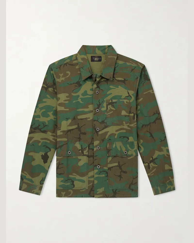 RRL Hemdjacke aus Baumwoll-Ripstop mit Camouflage-Print Grün