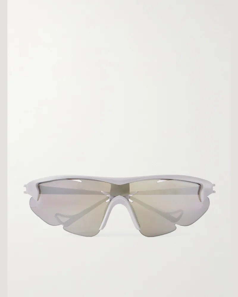 District Vision POST ARCHIVE FACTION Junya Racer Sonnenbrille mit D-Rahmen aus Polycarbonat und Titan Silber