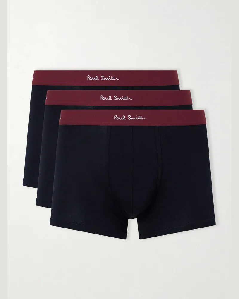 Paul Smith Pack of Three Stretch Organic Cotton-Jersey Boxer Briefs Black