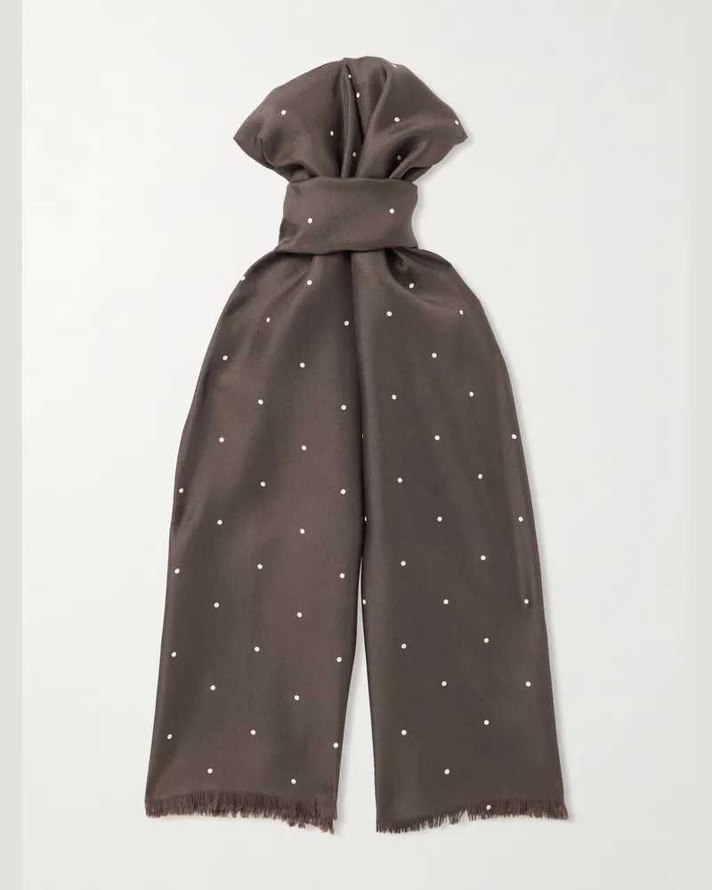 Favourbrook Schal aus Seiden-Twill mit Punkten Braun