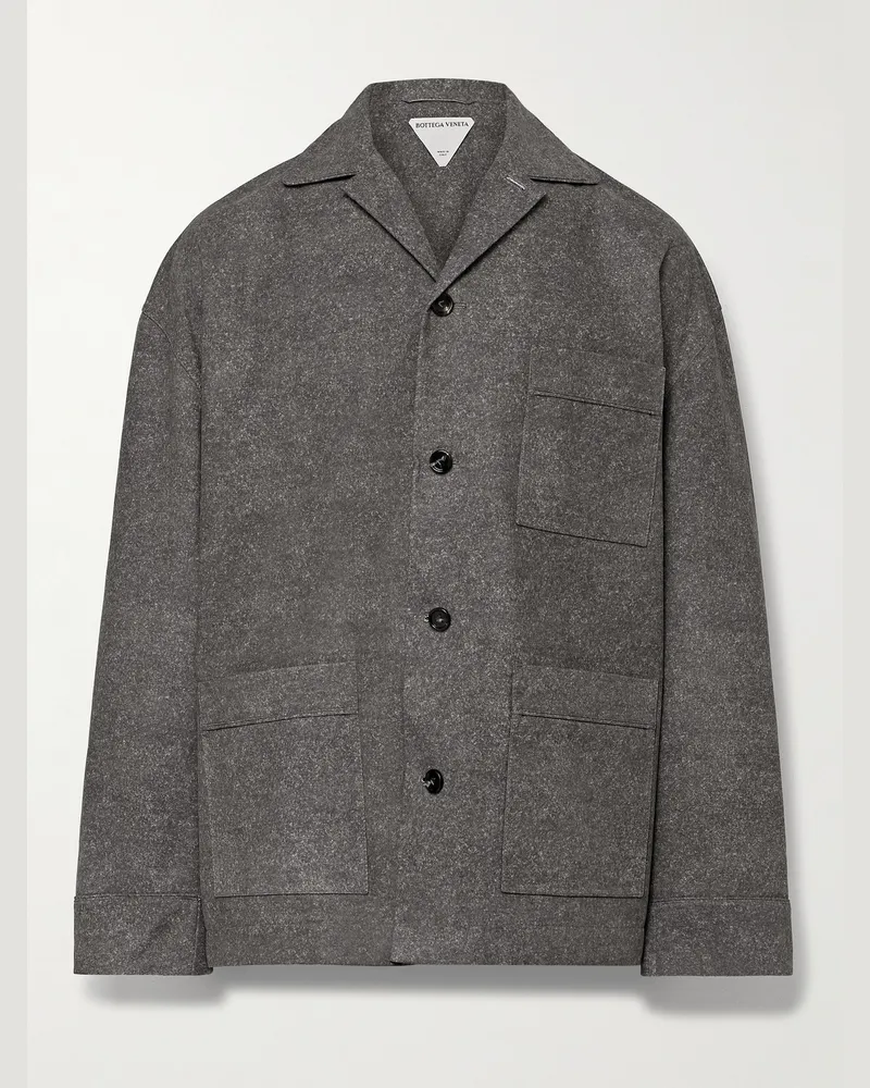 Bottega Veneta Jacke aus bedrucktem Nubukleder Grau