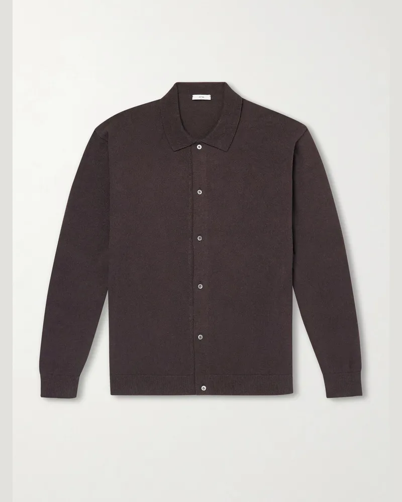 ATON Bouclé Cardigan Brown