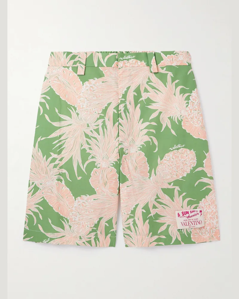 Valentino Garavani Sun Surf Bermudashorts aus Baumwollpopeline mit Print Pink