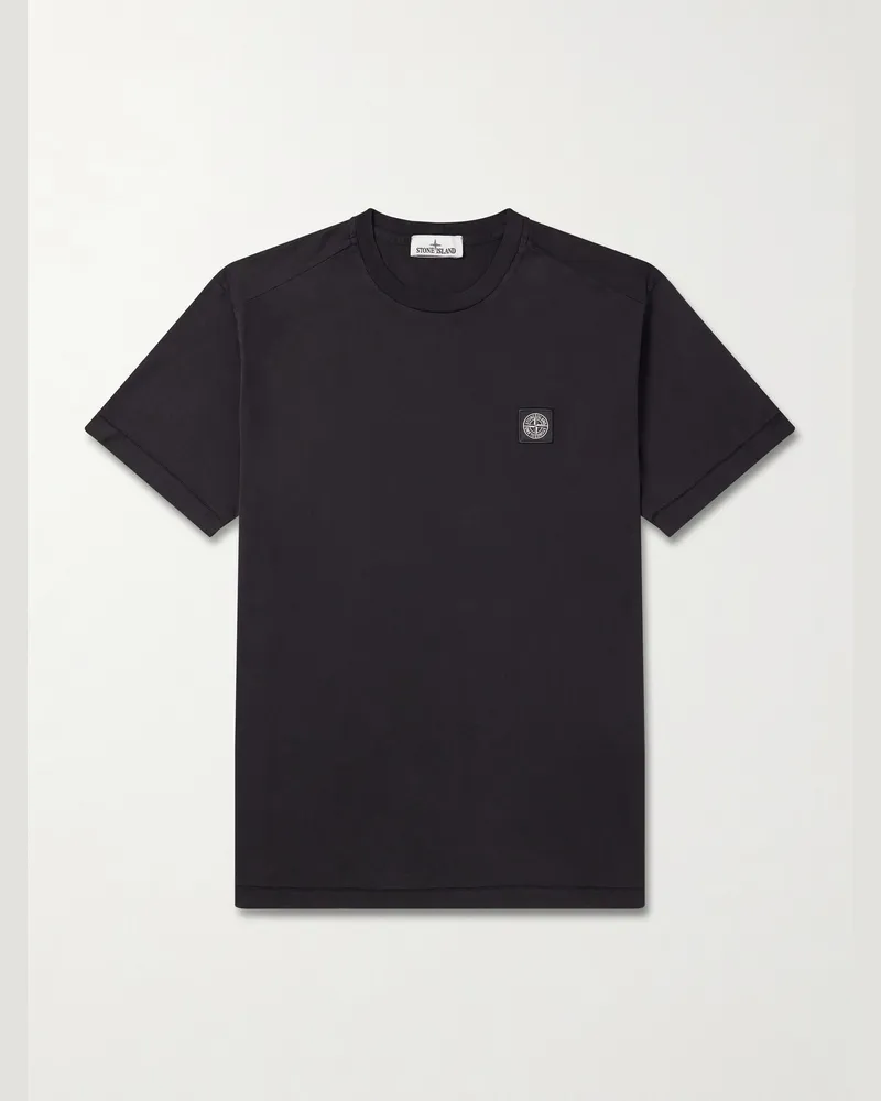 Stone Island Logo-Appliquéd Cotton-Jersey T-Shirt Black