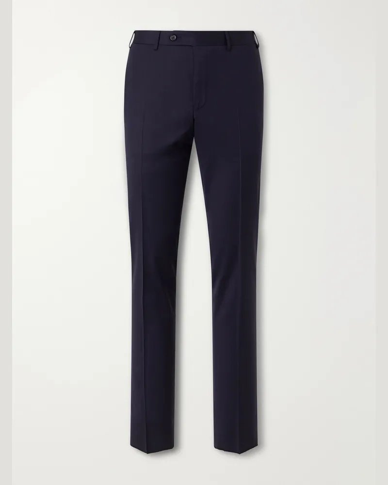Canali Slim-Fit Tapered Wool-Twill Suit Trousers Blue
