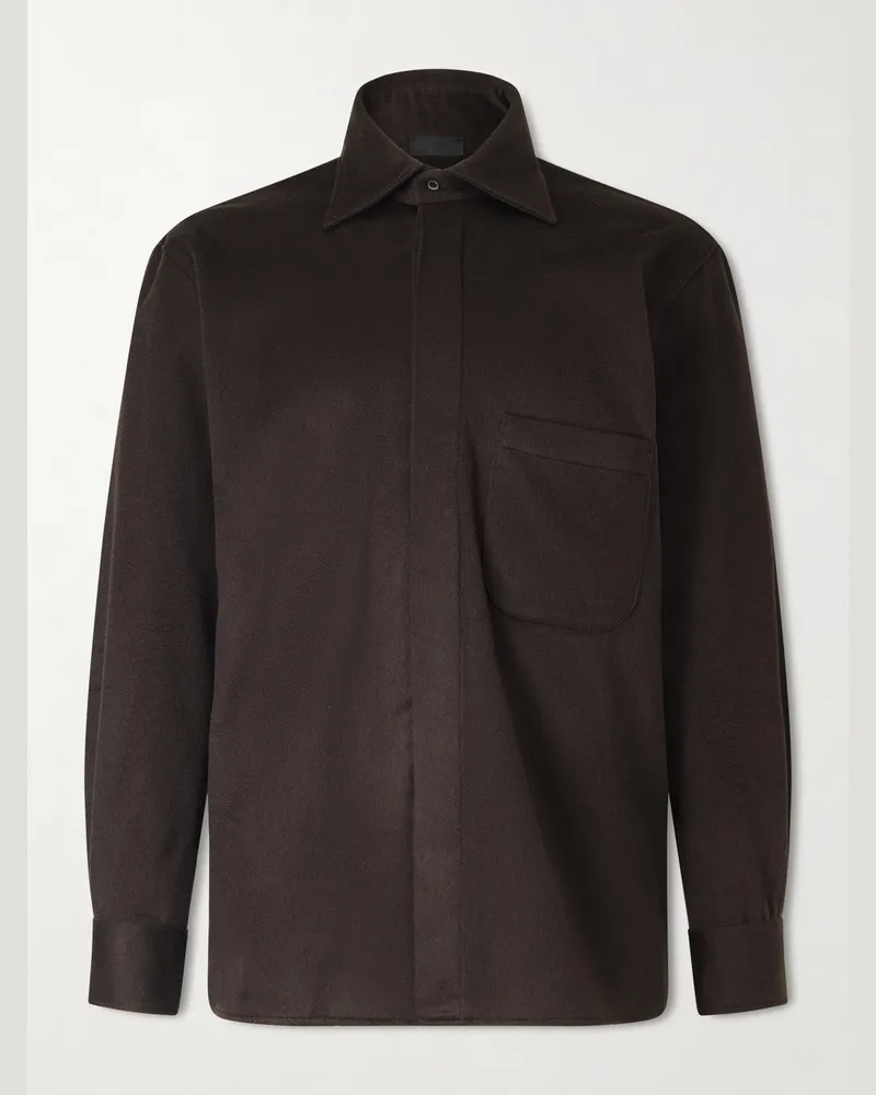 SAMAN AMEL Cashmere Shirt Jacket Brown