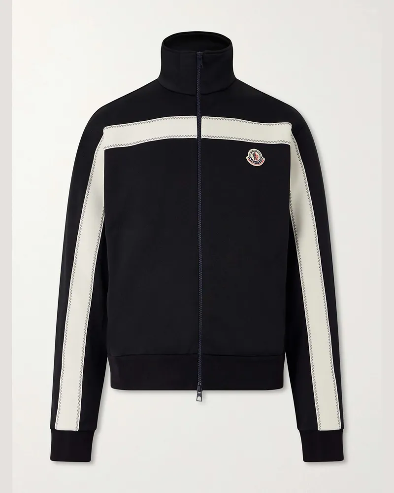Moncler Logo-Appliquéd Zip-Up Jersey Cardigan Black