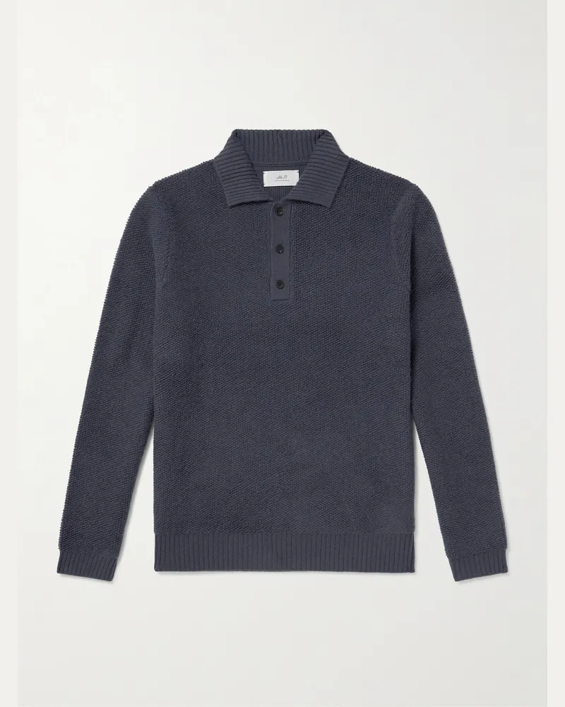 MR P. Pullover aus strukturiertem Kaschmir mit Polokragen Schwarz