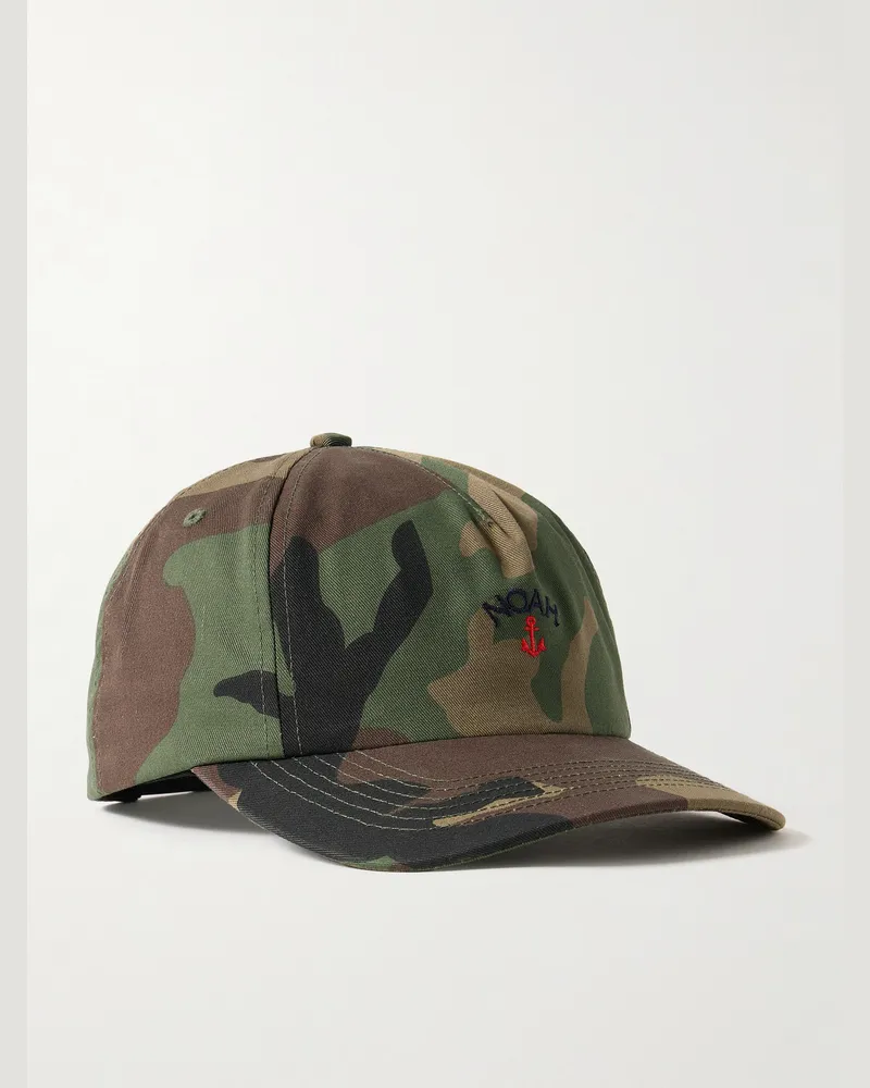 Noah NYC Anchor Baseballkappe aus Baumwoll-Twill mit Camouflage-Print und Logostickerei Grün