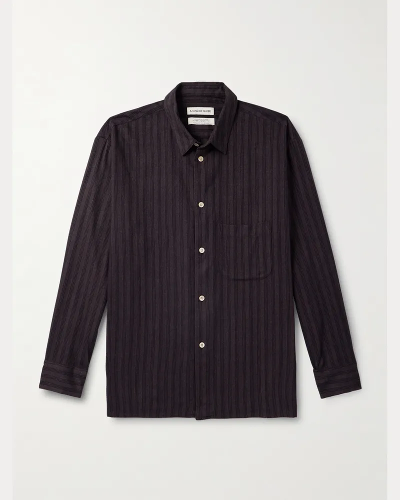 A Kind Of Guise Gusto gestreiftes Hemd aus einer Baumwoll-Lyocell-Mischung Lila