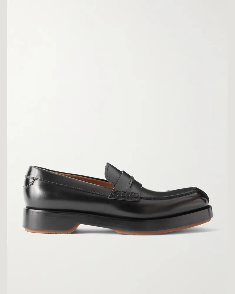 Ermenegildo Zegna Udine Leather Penny Loafers Black