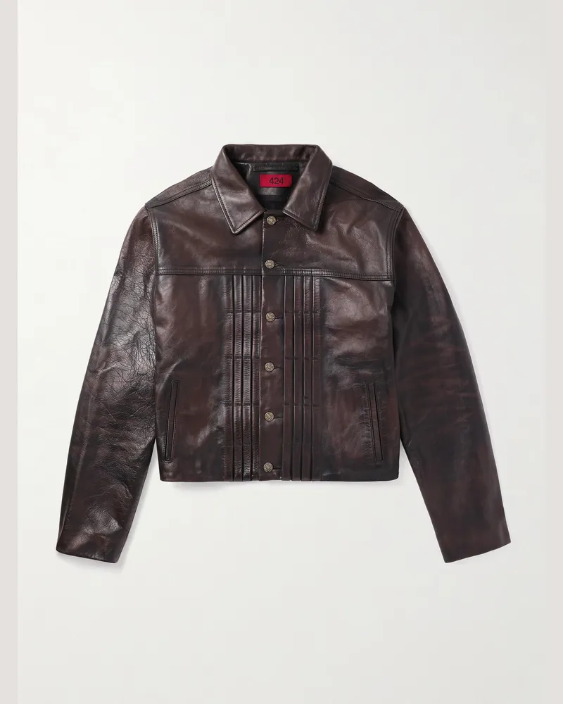 FourTwoFour on Fairfax Verkürzte Jacke aus Leder Schwarz