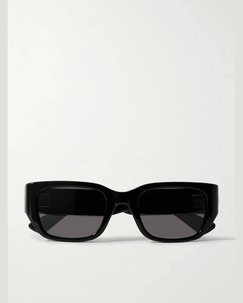 Bottega Veneta Sonnenbrille mit eckigem Rahmen aus Azetat und goldfarbenen Details Schwarz
