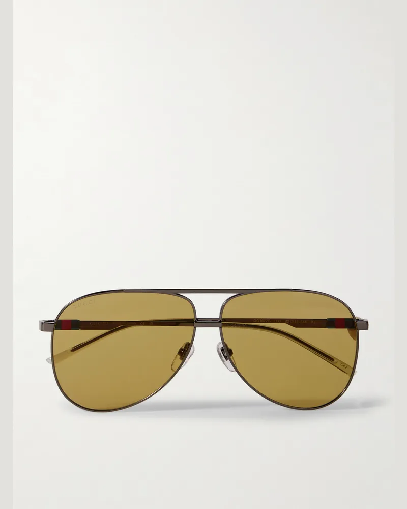 Gucci Stahlgraue Pilotensonnenbrille Braun