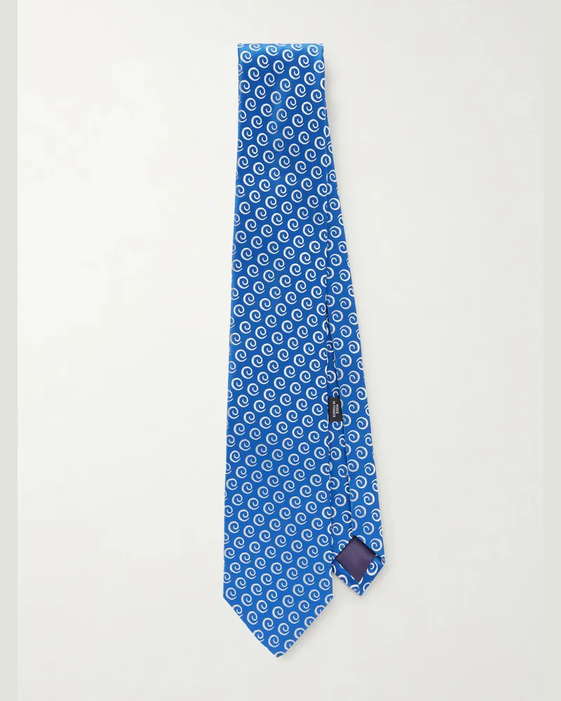 Charvet 8.5cm Silk-Jacquard Tie Blue