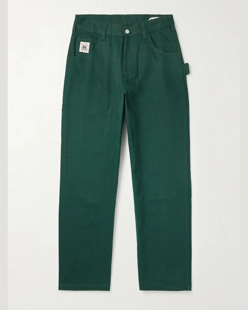BODE Knolly Brook Straight-Leg Cotton-Twill Trousers Green