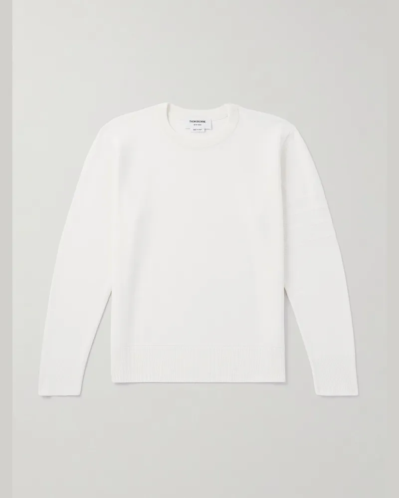 Thom Browne Pullover aus einer Schurwollmischung mit Jacquard-Besatz Weiß