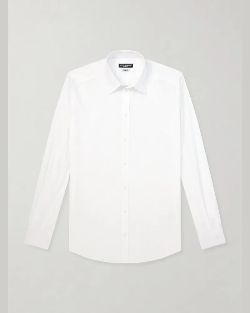Dolce & Gabbana Hemd aus Baumwoll-Oxford Weiß