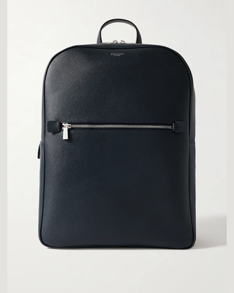 Serapian Evoluzione Cross-Grain Leather Backpack Blue