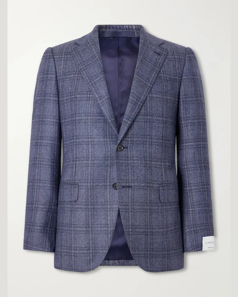 Caruso Norma Checked Wool Blazer Blue