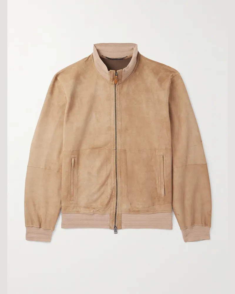 Canali Bomberjacke aus Veloursleder Neutral