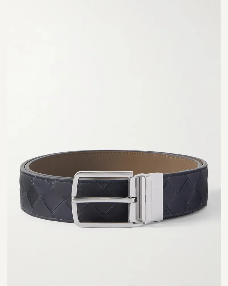 Bottega Veneta Wendbarer Gürtel aus Intrecciato-Leder, 3,5 cm Blau