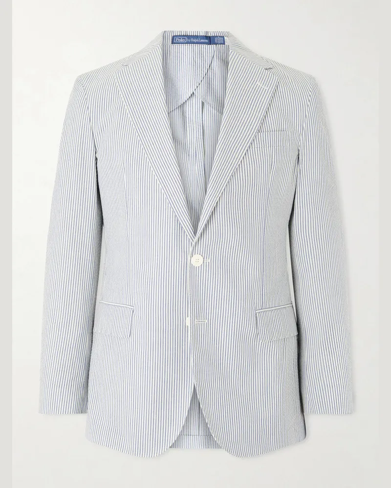 Ralph Lauren Striped Cotton-Seersucker Blazer Blue