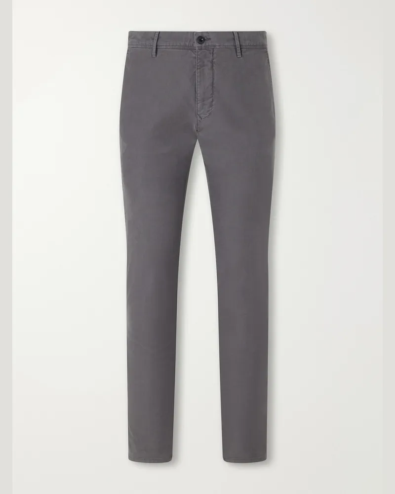 Slowear Incotex Slim-Fit Straight-Leg Stretch-Cotton Trousers Gray