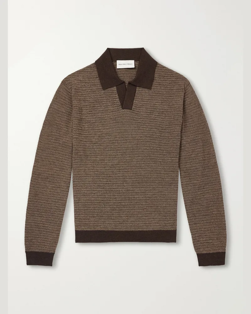 Frescobol Carioca Orlando Merino Wool Polo Shirt Brown