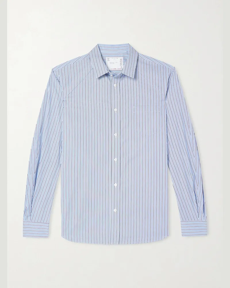 Sacai Hemd aus gestreifter Baumwollpopeline Blau