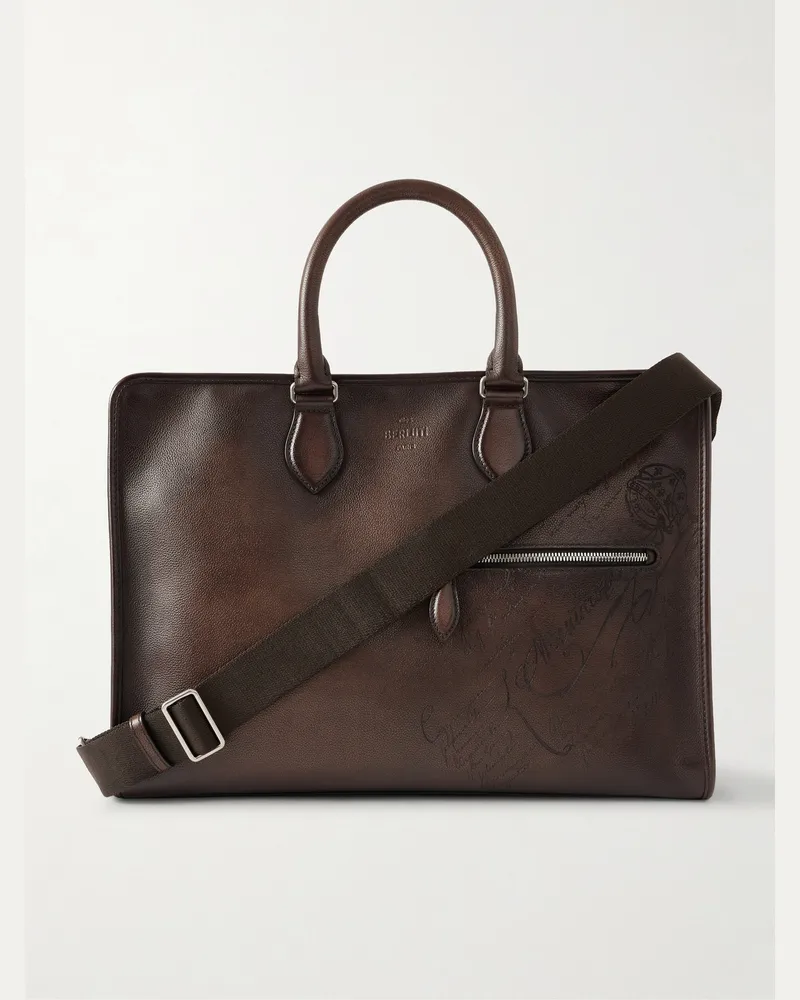 Berluti 2 Jours Neo Venezia Leather Briefcase Brown