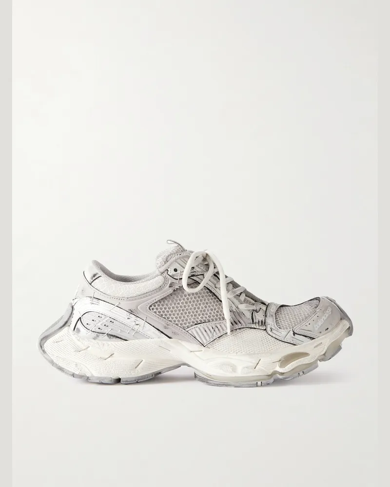 Balenciaga Stapler Sneakers aus Mesh und Gummi in Distressed-Optik Grau