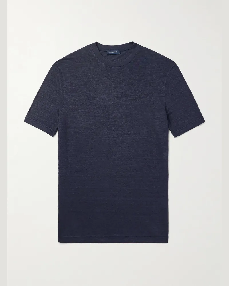 Thom Sweeney T-Shirt aus Jersey aus einer Leinenmischung Blau