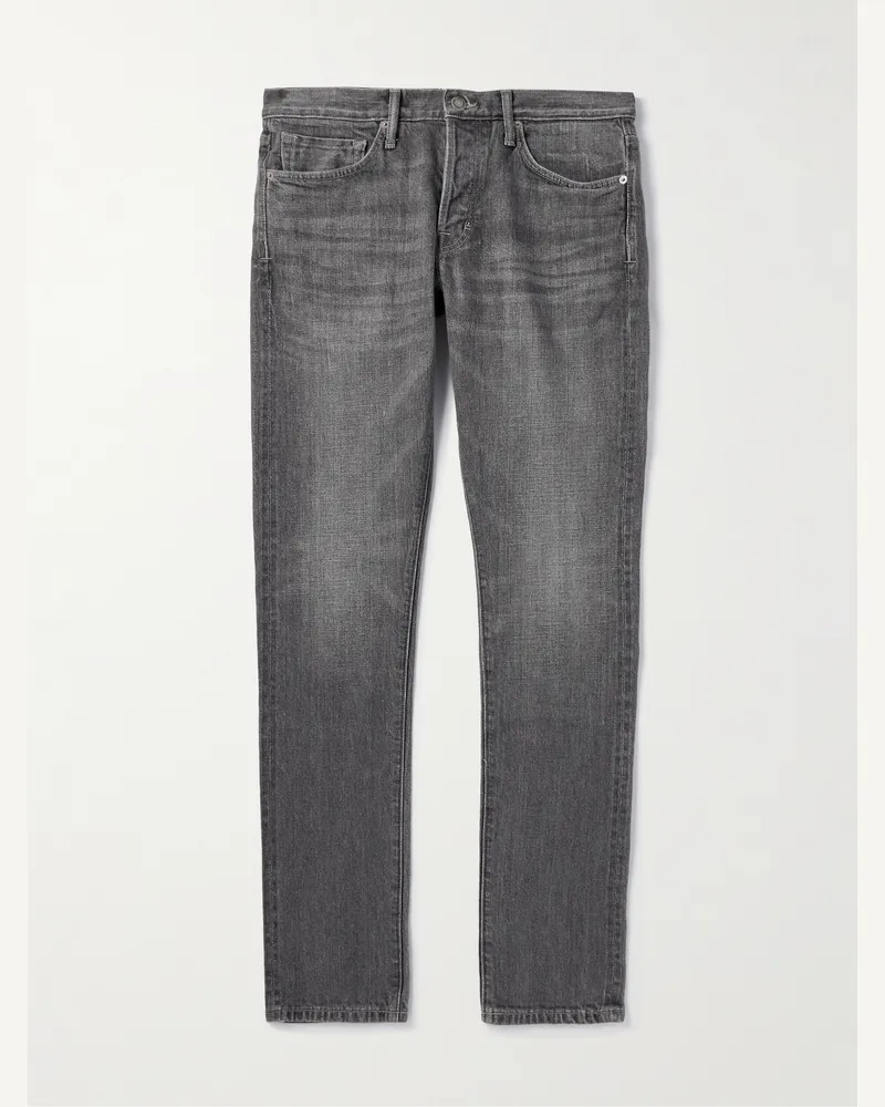 Tom Ford Schmal und gerade geschnittene Jeans aus Selvedge Denim Grau