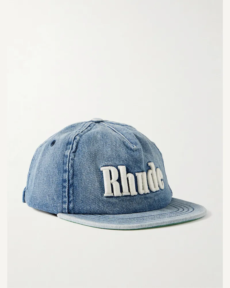 RHUDE Baseballkappe aus Denim mit Logostickerei Blau